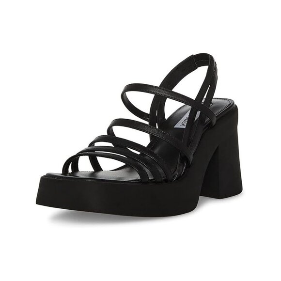 STEVE MADDEN Women's Kalani Strappy Platform Sandals Size 7.5M In Black - Picture 1 of 8